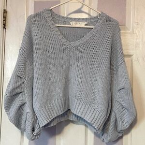 Medium size knit baby blue sweater.